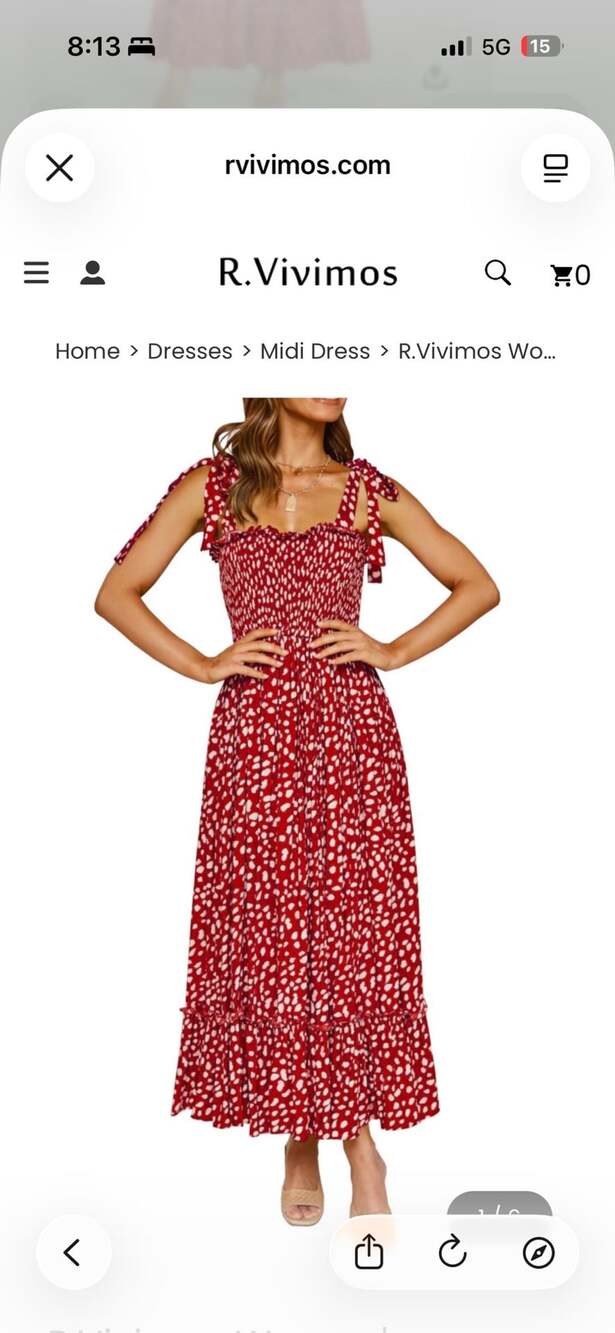 R.Vivimos Straps Cotton Irregular Polka Dot Ruffles Midi Dress Size M